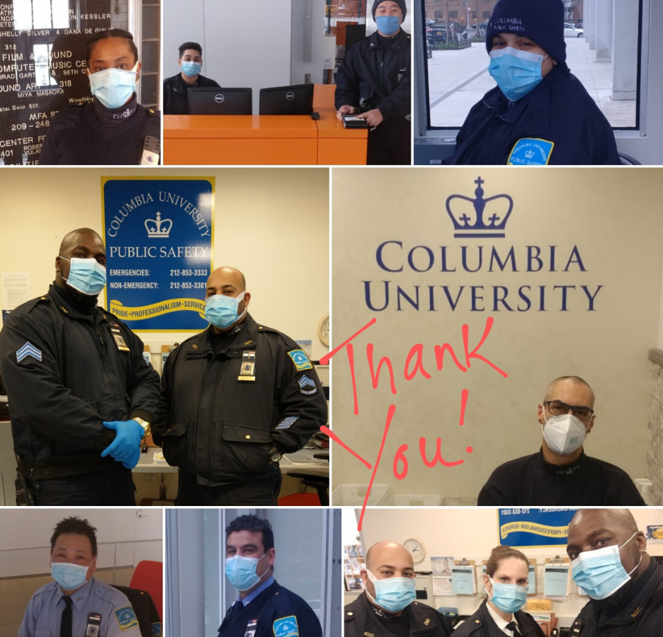 A collage of Public Safety officers at the Manhattanville Operations Center